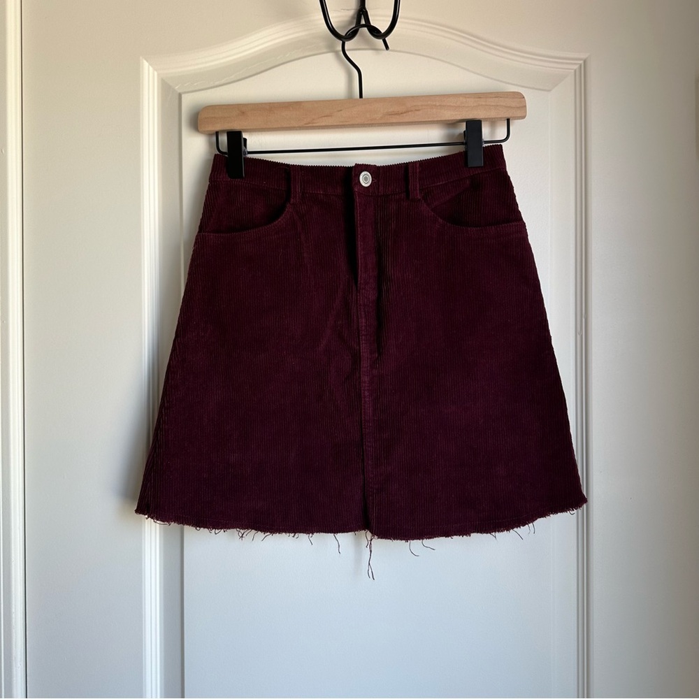 Brandy Melville Burgundy Cutoff Miniskirt